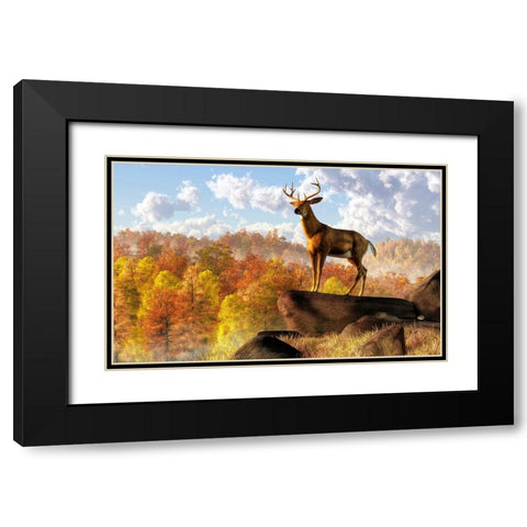 Buck Over Autumn Valley Black Modern Wood Framed Art Print with Double Matting by Eskridge, Daniel