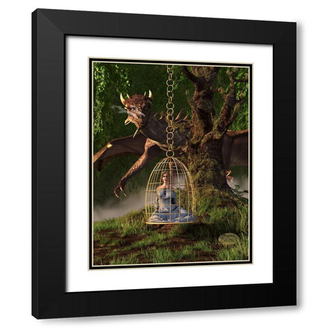 Dragon Bait Black Modern Wood Framed Art Print with Double Matting by Eskridge, Daniel