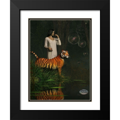 Dreams Of Tigers And Bubbles Black Modern Wood Framed Art Print with Double Matting by Eskridge, Daniel