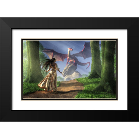 Facing The Red Dragon Black Modern Wood Framed Art Print with Double Matting by Eskridge, Daniel