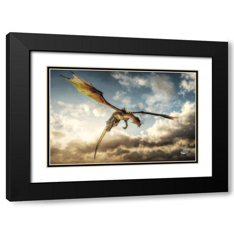 Flying Dragon Death From Above Black Modern Wood Framed Art Print with Double Matting by Eskridge, Daniel
