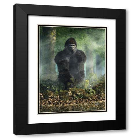 Gorilla Black Modern Wood Framed Art Print with Double Matting by Eskridge, Daniel