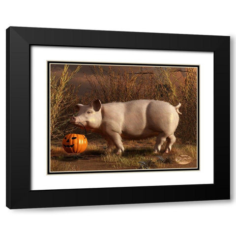Halloween Pig Black Modern Wood Framed Art Print with Double Matting by Eskridge, Daniel