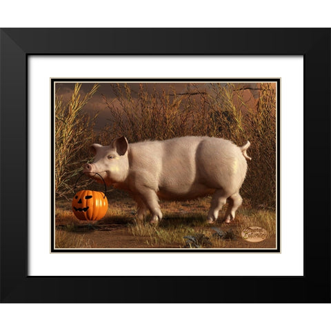 Halloween Pig Black Modern Wood Framed Art Print with Double Matting by Eskridge, Daniel