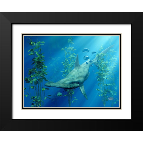 Hammerhead Art Black Modern Wood Framed Art Print with Double Matting by Eskridge, Daniel