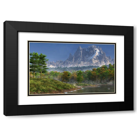 Happy River Valley Black Modern Wood Framed Art Print with Double Matting by Eskridge, Daniel