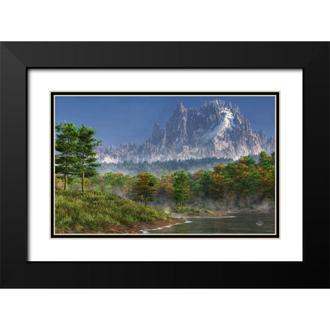Happy River Valley Black Modern Wood Framed Art Print with Double Matting by Eskridge, Daniel