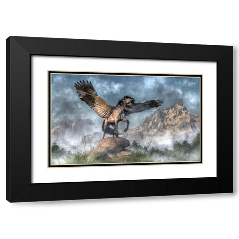Pegasus Black Modern Wood Framed Art Print with Double Matting by Eskridge, Daniel