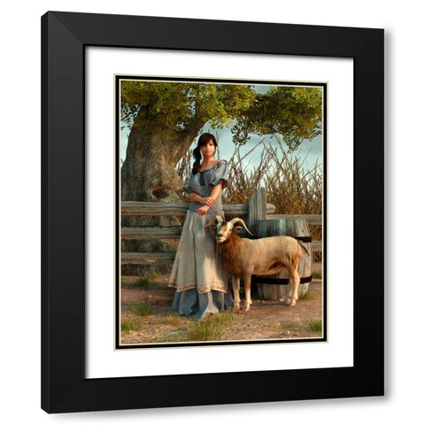 The Farmers Daughter Black Modern Wood Framed Art Print with Double Matting by Eskridge, Daniel