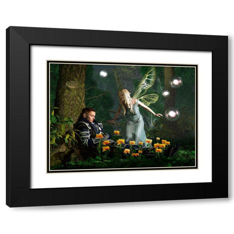 The Knight And The Faerie Black Modern Wood Framed Art Print with Double Matting by Eskridge, Daniel