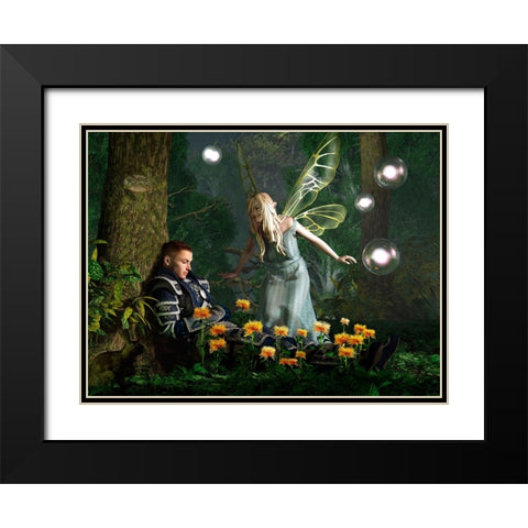 The Knight And The Faerie Black Modern Wood Framed Art Print with Double Matting by Eskridge, Daniel