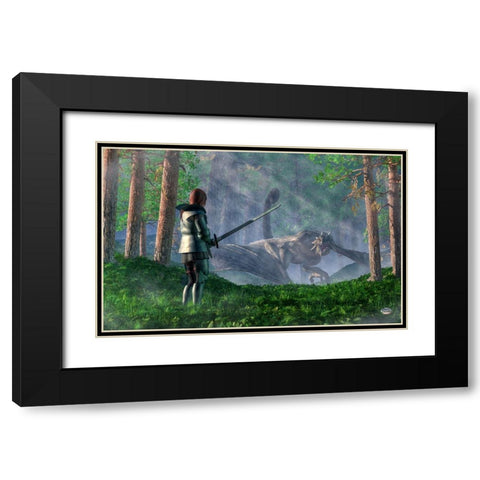 The Wyvern Black Modern Wood Framed Art Print with Double Matting by Eskridge, Daniel