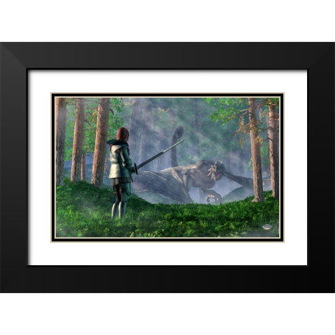 The Wyvern Black Modern Wood Framed Art Print with Double Matting by Eskridge, Daniel