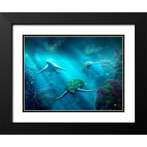 Turtle Alley Black Modern Wood Framed Art Print with Double Matting by Eskridge, Daniel