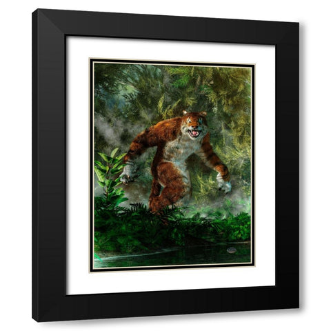 Weretiger Black Modern Wood Framed Art Print with Double Matting by Eskridge, Daniel