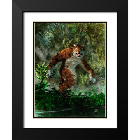 Weretiger Black Modern Wood Framed Art Print with Double Matting by Eskridge, Daniel