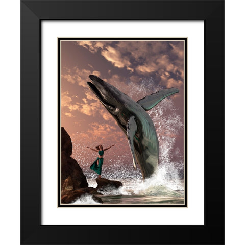 Whale Watcher Black Modern Wood Framed Art Print with Double Matting by Eskridge, Daniel
