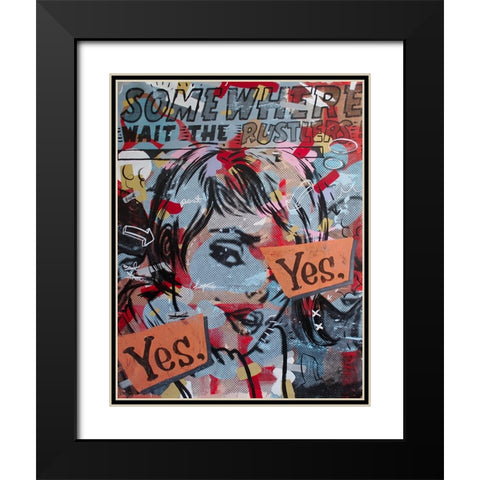 Yes Yes Black Modern Wood Framed Art Print with Double Matting by Monteavaro, Dan
