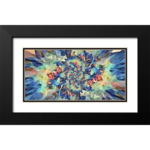 Reverse Floral Radial Black Modern Wood Framed Art Print with Double Matting by Manlove, David