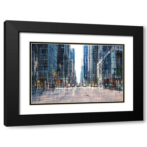 Street Scene NYC Black Modern Wood Framed Art Print with Double Matting by Manlove, David