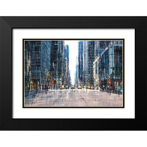 Street Scene NYC Black Modern Wood Framed Art Print with Double Matting by Manlove, David
