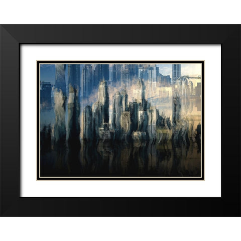 City in the Sky Black Modern Wood Framed Art Print with Double Matting by Manlove, David