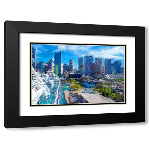 Pleasure City Black Modern Wood Framed Art Print with Double Matting by Manlove, David