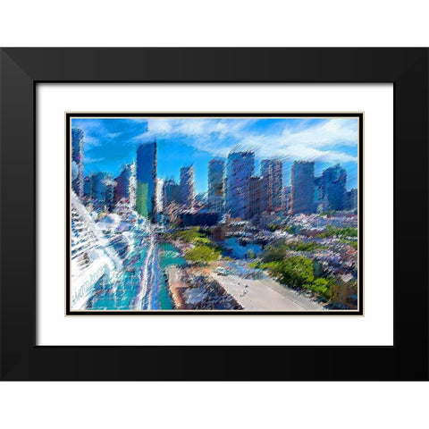 Pleasure City Black Modern Wood Framed Art Print with Double Matting by Manlove, David