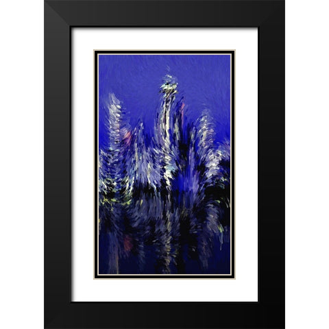 Seattle Nights Black Modern Wood Framed Art Print with Double Matting by Manlove, David