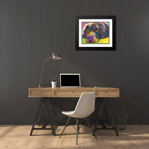 Savvy Labrador Black Modern Wood Framed Art Print with Double Matting by Dean Russo Collection
