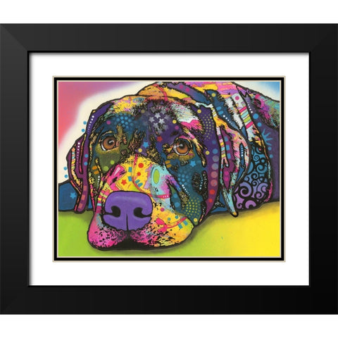 Savvy Labrador Black Modern Wood Framed Art Print with Double Matting by Dean Russo Collection