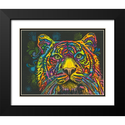 Tiger Black Modern Wood Framed Art Print with Double Matting by Dean Russo Collection