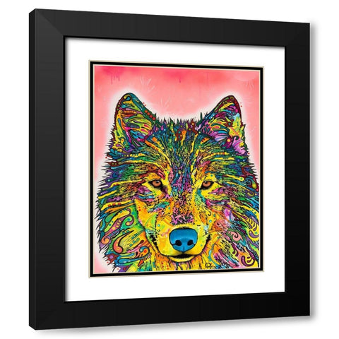 Wolf Black Modern Wood Framed Art Print with Double Matting by Dean Russo Collection
