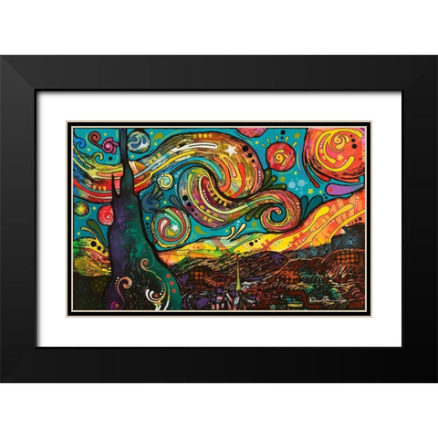 Starry Night Black Modern Wood Framed Art Print with Double Matting by Dean Russo Collection