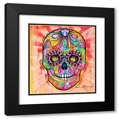 Sugar Skull - Day of the Dead Black Modern Wood Framed Art Print with Double Matting by Dean Russo Collection