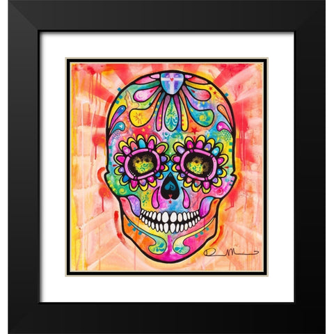 Sugar Skull - Day of the Dead Black Modern Wood Framed Art Print with Double Matting by Dean Russo Collection