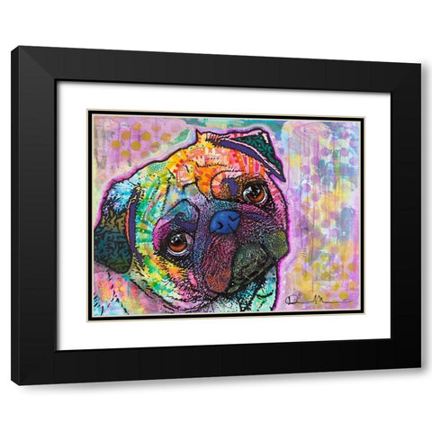 Pug Love Black Modern Wood Framed Art Print with Double Matting by Dean Russo Collection
