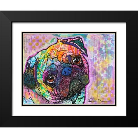 Pug Love Black Modern Wood Framed Art Print with Double Matting by Dean Russo Collection