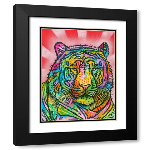 Tiger 2 Black Modern Wood Framed Art Print with Double Matting by Dean Russo Collection