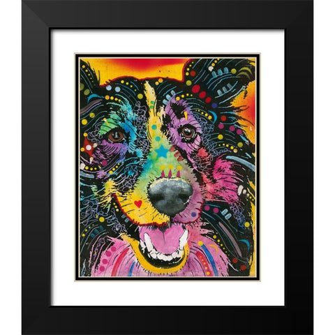 Smiling Collie  Black Modern Wood Framed Art Print with Double Matting by Dean Russo Collection