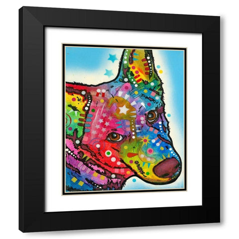 Aussie Sheep Dog Black Modern Wood Framed Art Print with Double Matting by Dean Russo Collection