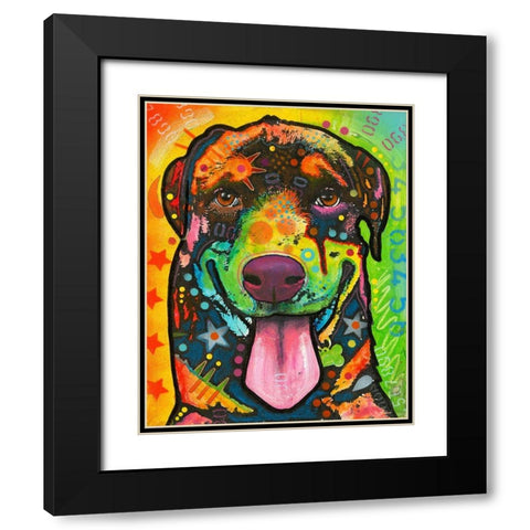 Rottie Pup Black Modern Wood Framed Art Print with Double Matting by Dean Russo Collection