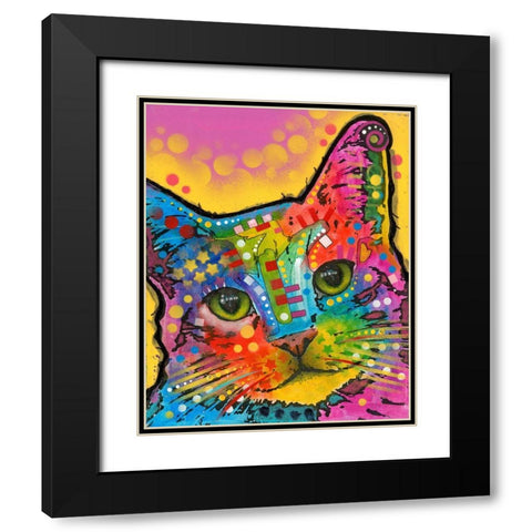 Tilt Cat Black Modern Wood Framed Art Print with Double Matting by Dean Russo Collection