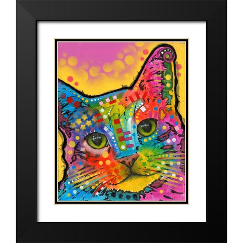 Tilt Cat Black Modern Wood Framed Art Print with Double Matting by Dean Russo Collection