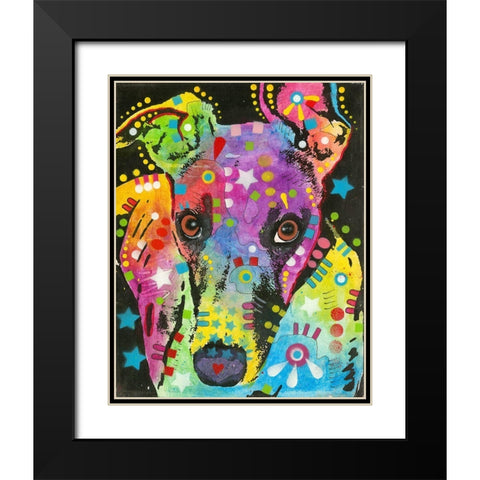 Curious Greyhound Black Modern Wood Framed Art Print with Double Matting by Dean Russo Collection