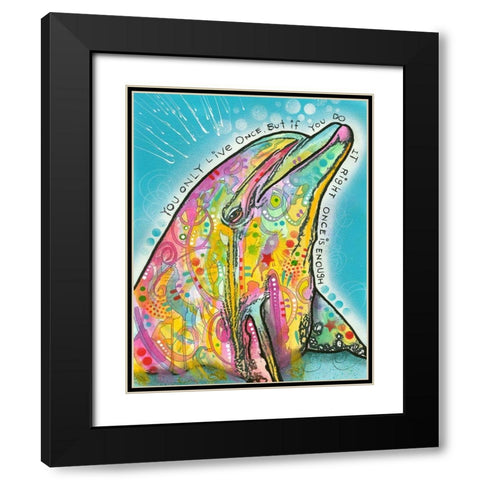 Dolphin Black Modern Wood Framed Art Print with Double Matting by Dean Russo Collection