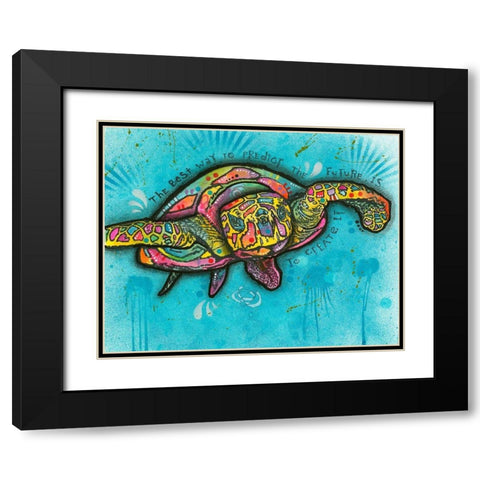Turtle  Black Modern Wood Framed Art Print with Double Matting by Dean Russo Collection