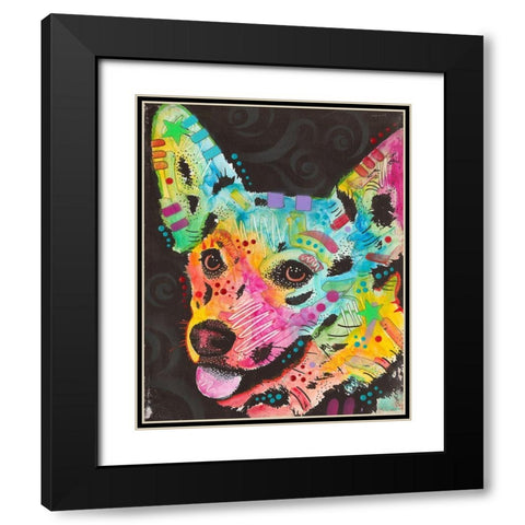 Corgi Pup Black Modern Wood Framed Art Print with Double Matting by Dean Russo Collection
