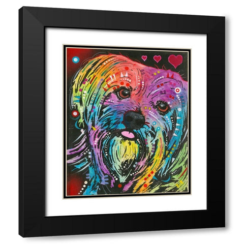 Maltese Pup Black Modern Wood Framed Art Print with Double Matting by Dean Russo Collection