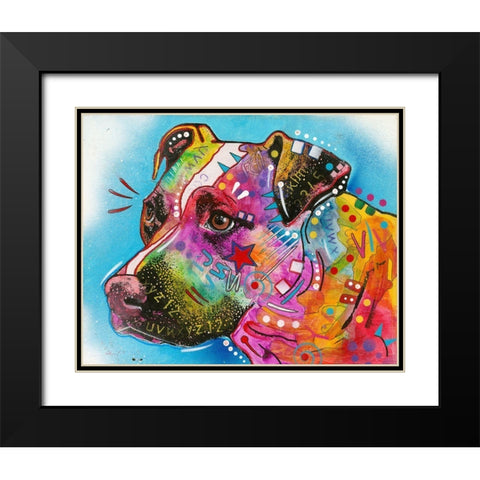 Pit Bull Star Black Modern Wood Framed Art Print with Double Matting by Dean Russo Collection